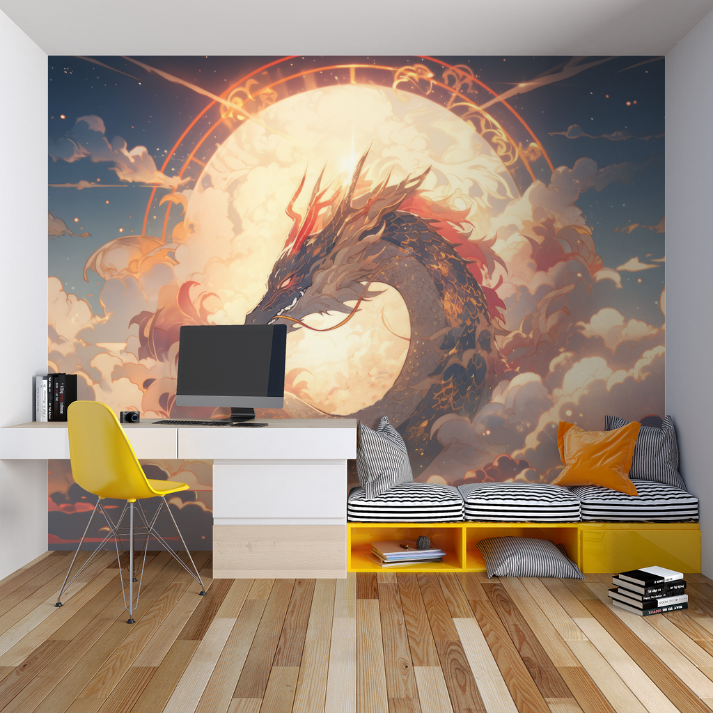 Dragon wall art bringing fantasy touch to modern living room