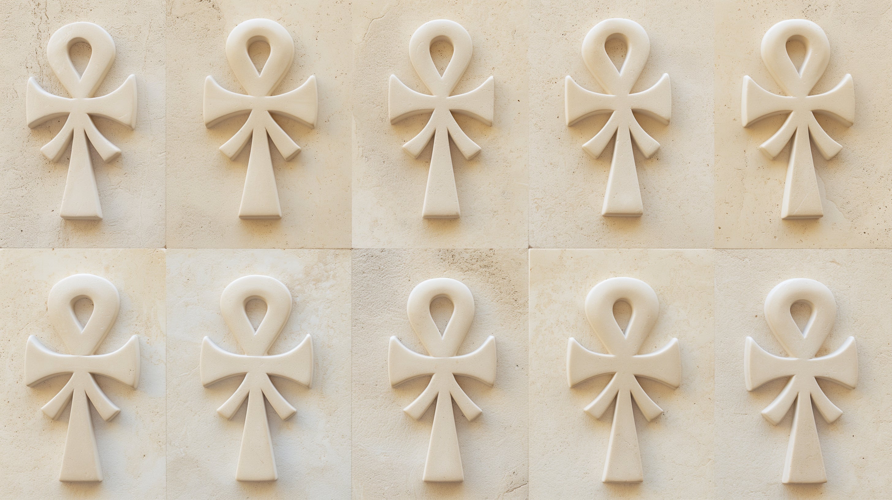 Egyptian wall mural design file showing detailed 3D Ankh pattern with stone texture effect