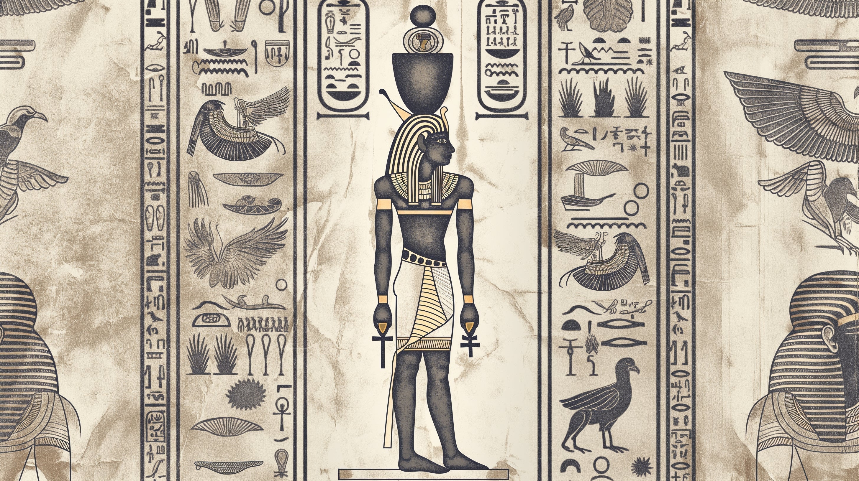Egyptian wallpaper design file showing detailed hieroglyphs and pharaoh artwork