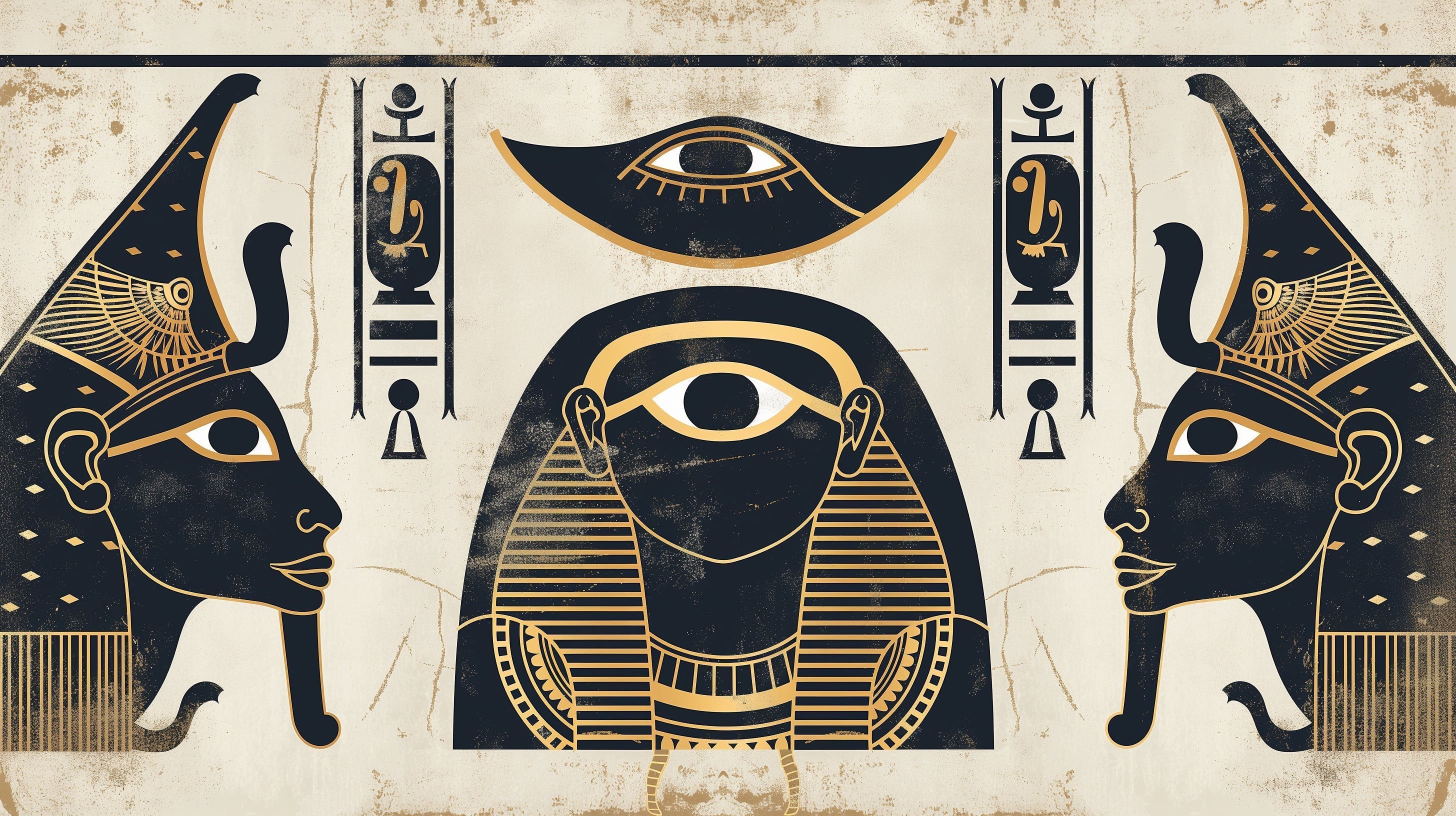 Egyptian hieroglyphs wallpaper design file showing detailed black and gold pattern
