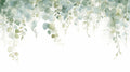 Eucalyptus watercolor wallpaper creating a serene atmosphere in a modern living room with natural light
