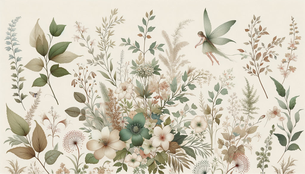 Enchanted garden wallpaper brightening up a nursery with delicate watercolor florals