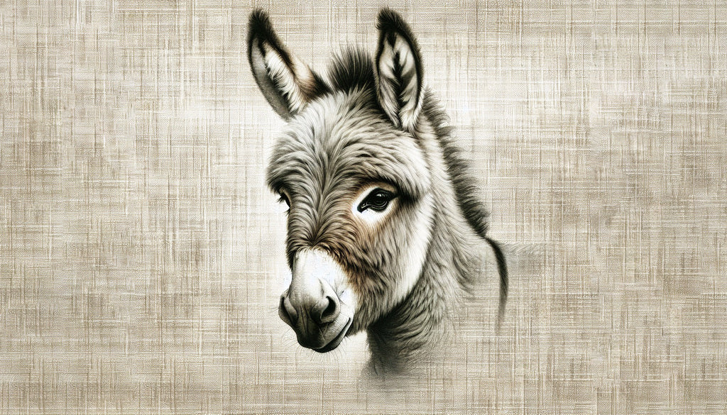 Donkey portrait wallpaper design file showing detailed fur texture and monochromatic tones