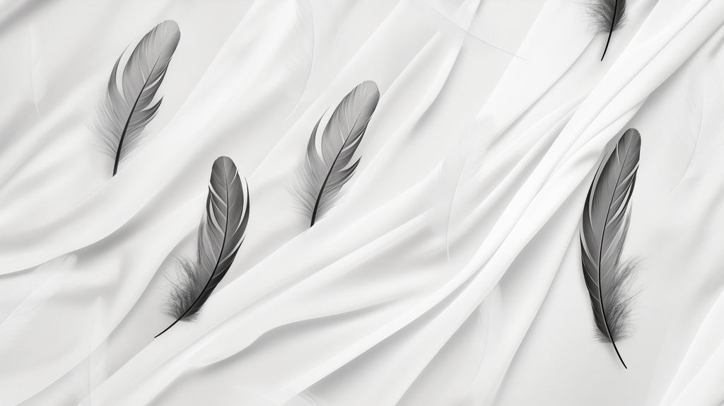 Black and white feather wallpaper design file showing detailed feather pattern on white background