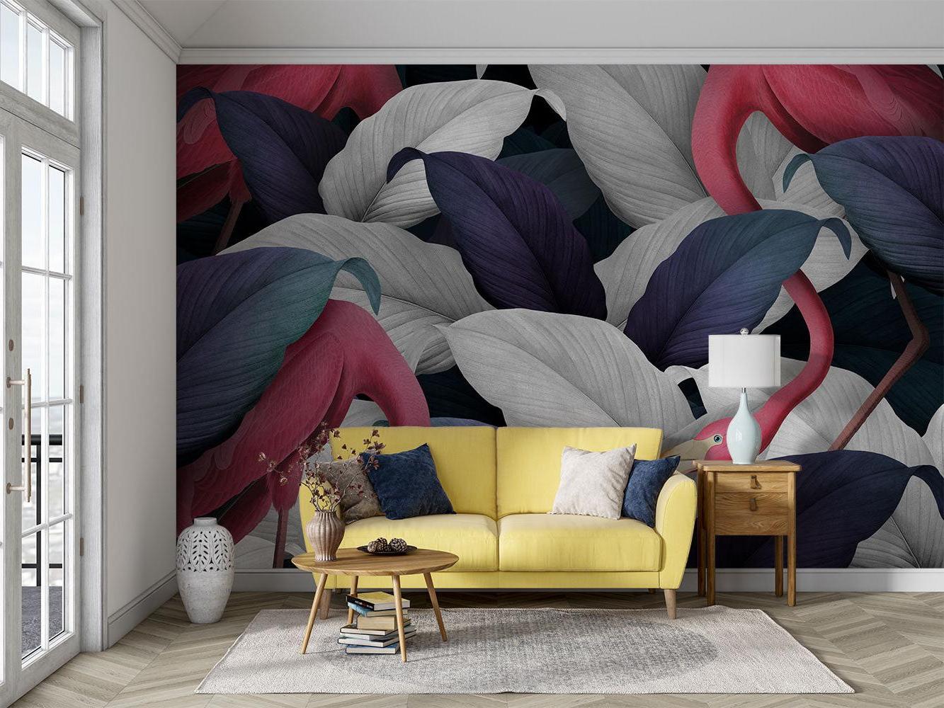 Modern Tropical Wallpaper in hallway with minimalist decor