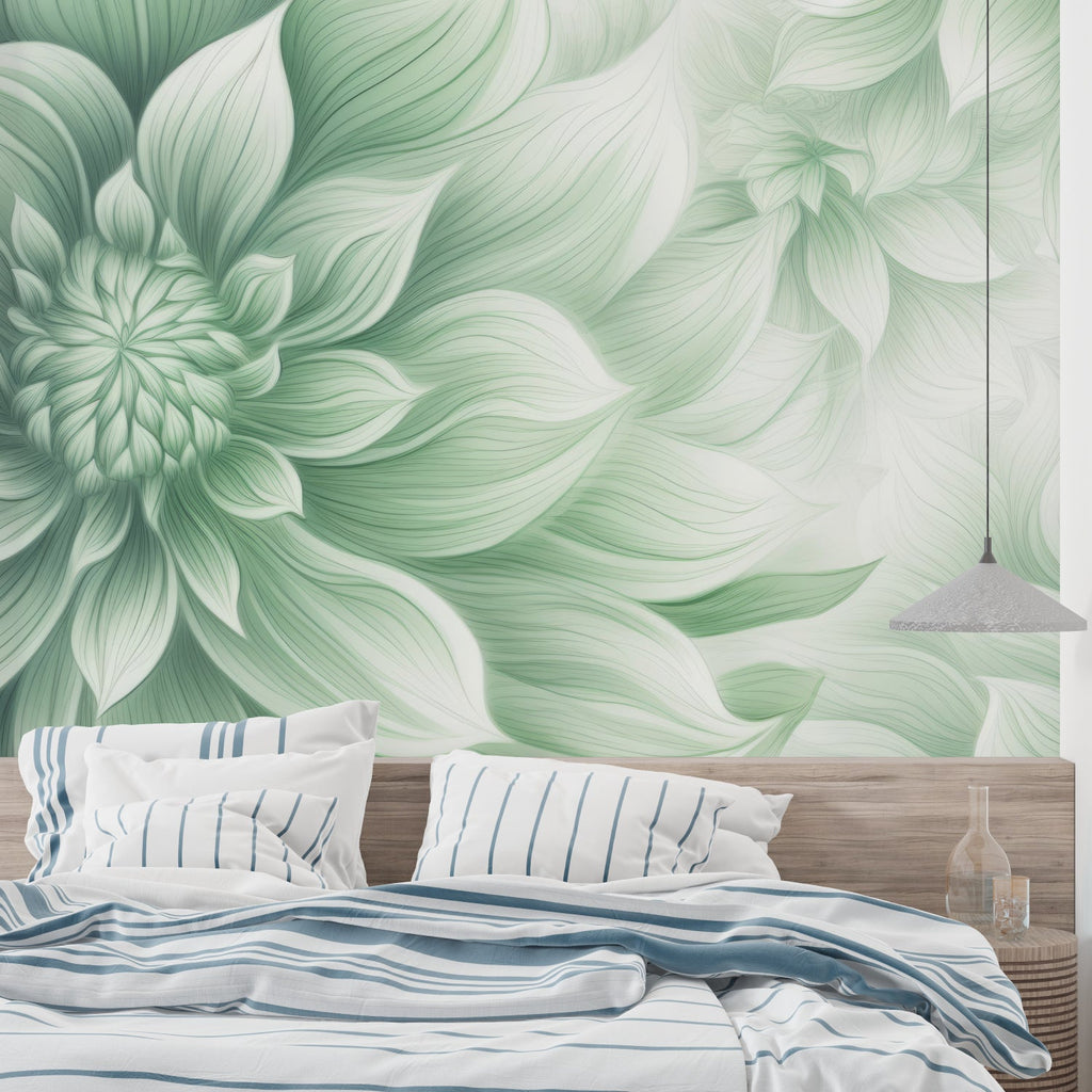 Botanical wallpaper bringing nature vibes to contemporary home office
