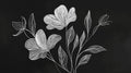 Black and white floral line art mural wallpaper creating dramatic contrast in a modern living room setting