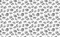 Black and white line art floral pattern design file showing detailed botanical sketches on white background