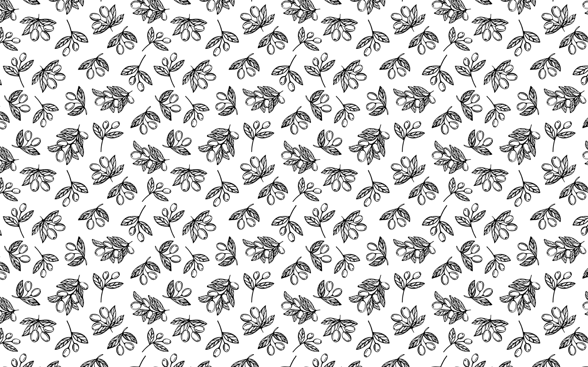 Black and white line art floral pattern design file showing detailed botanical sketches on white background