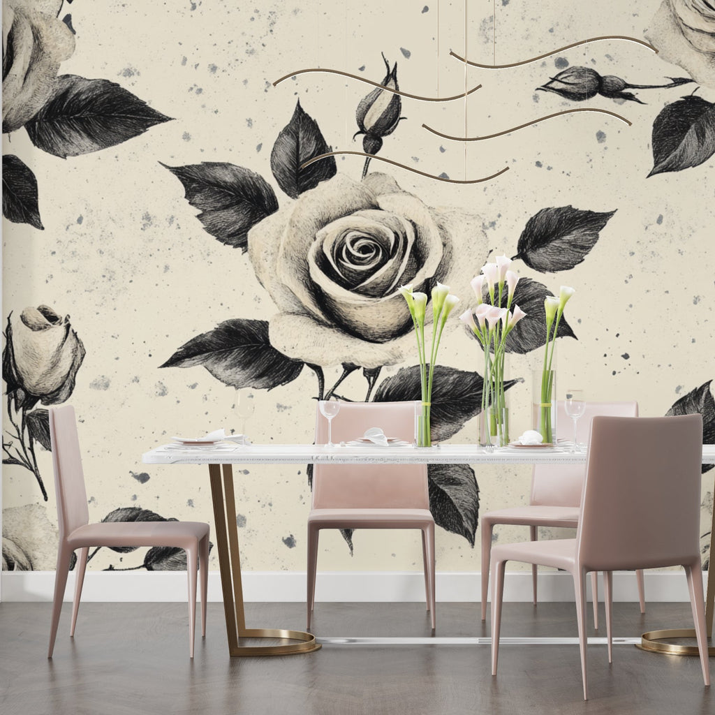 Vintage rose wall mural enhancing boutique retail space