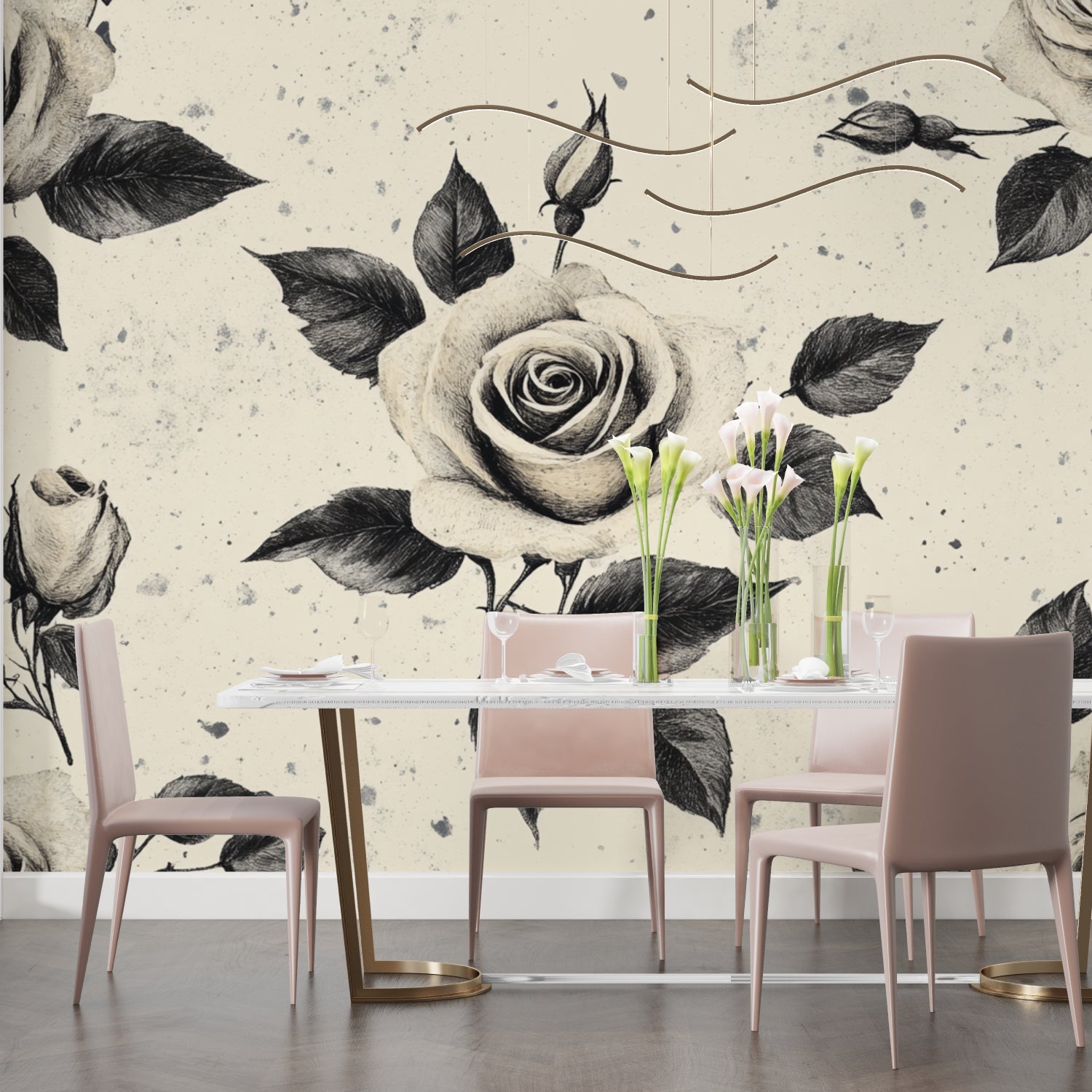 Vintage rose wall mural enhancing boutique retail space