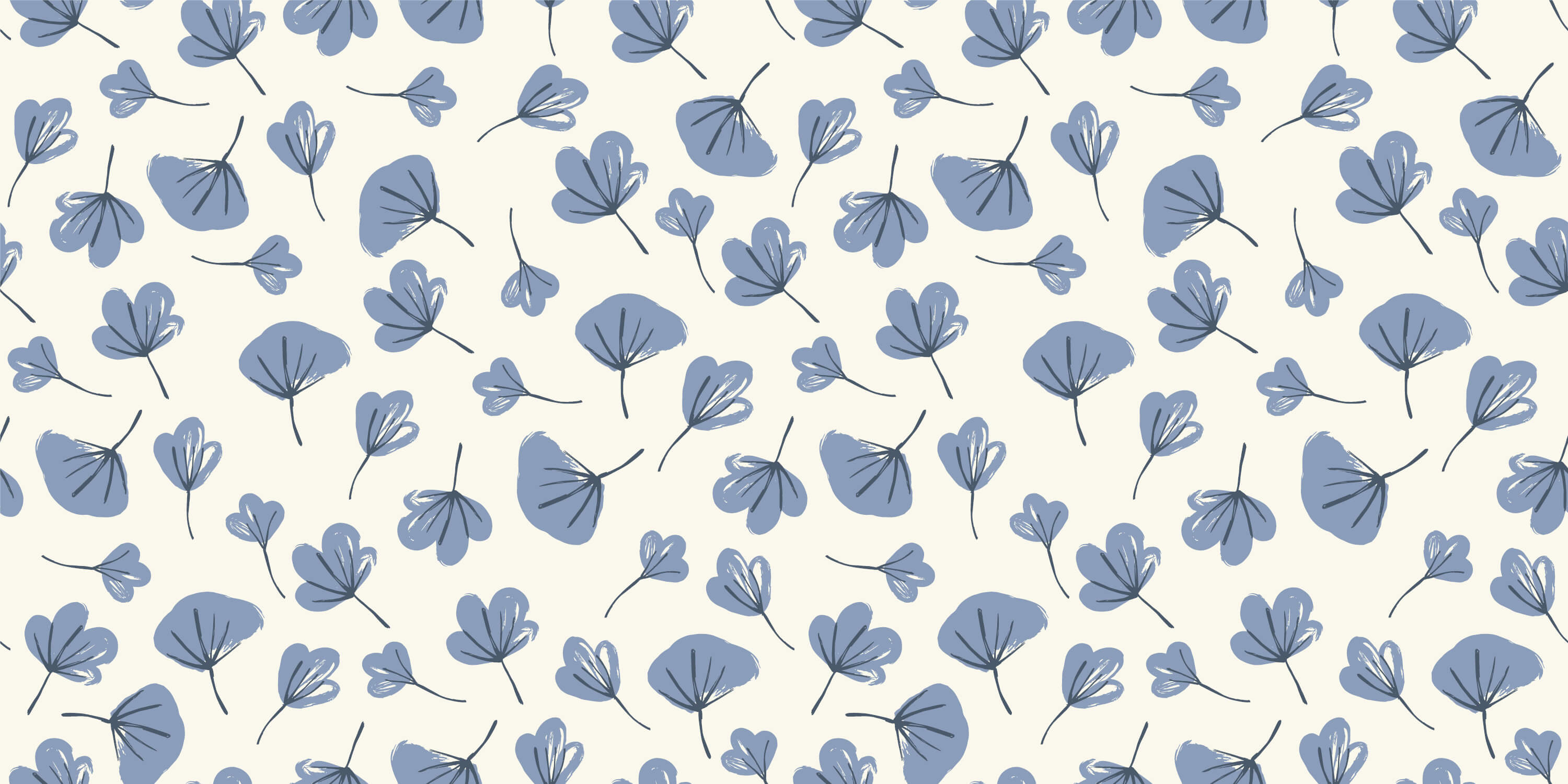 Blue leaves on beige background design file showing pattern detail and scale
