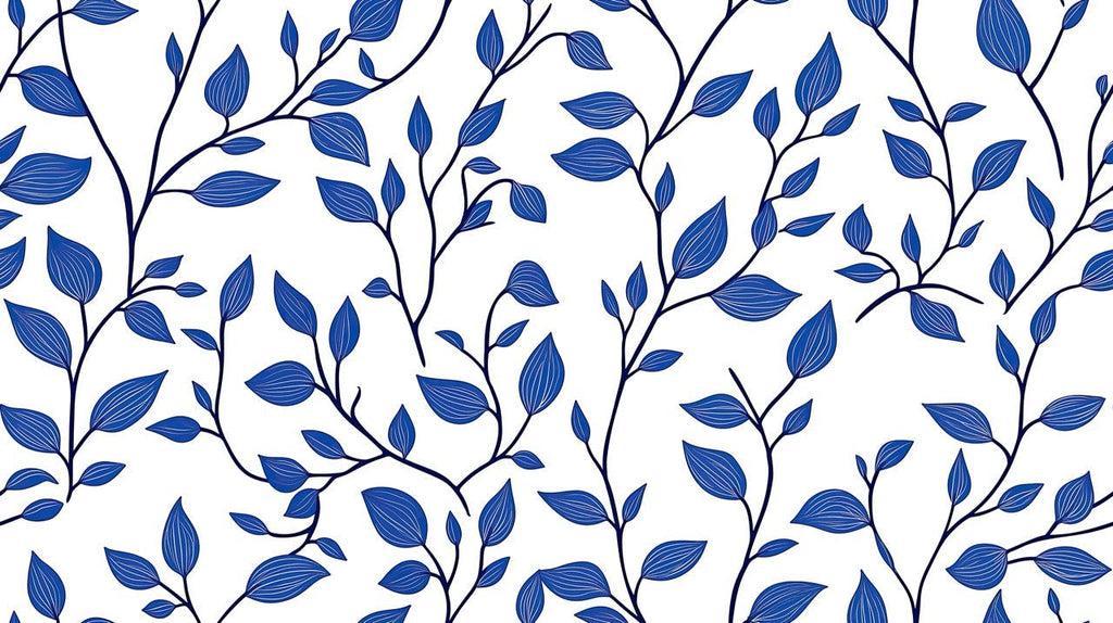 Blue leaves pattern design file showing intricate botanical details on white background