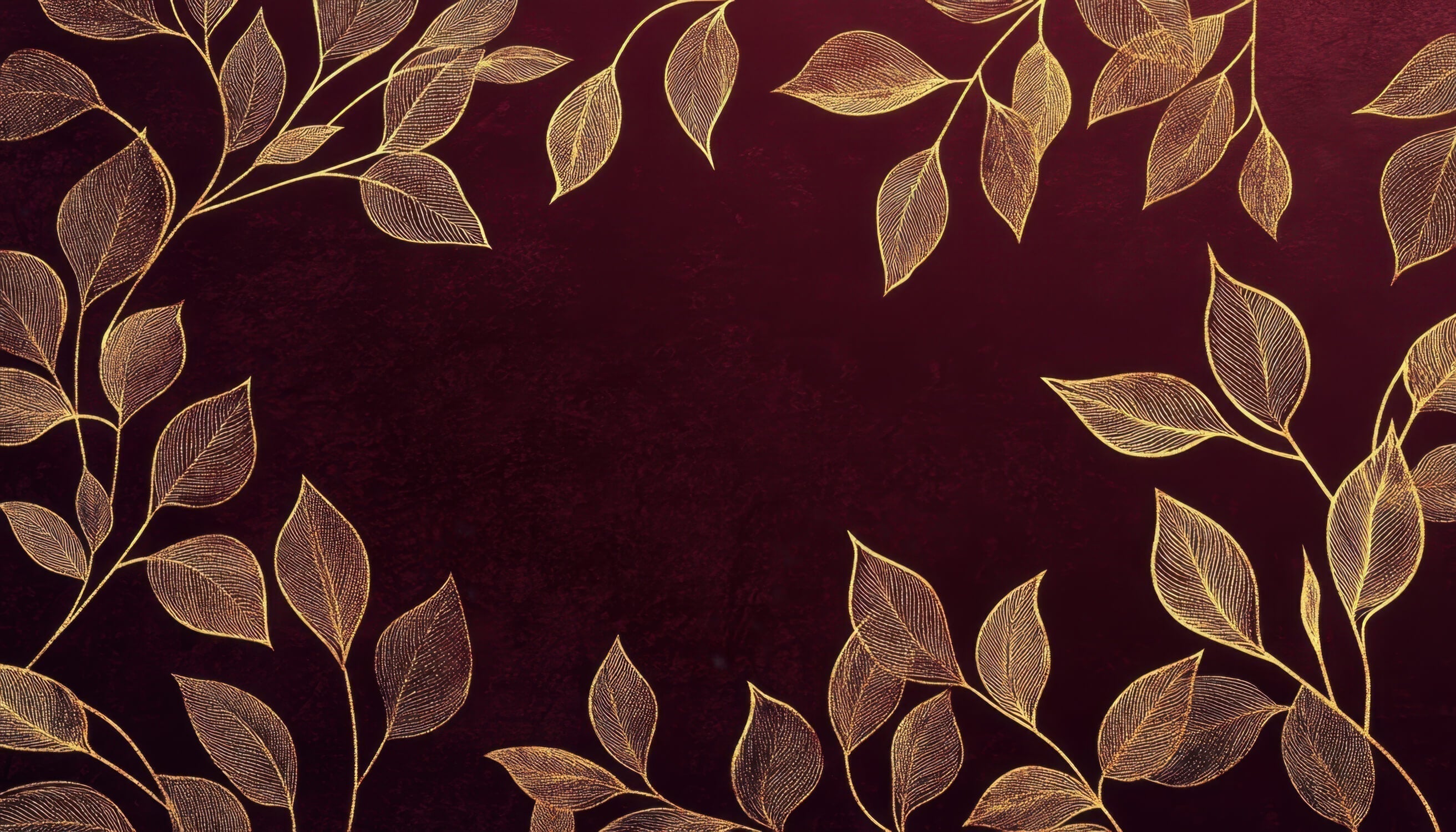 Burgundy and gold leaves pattern design file showing intricate botanical details