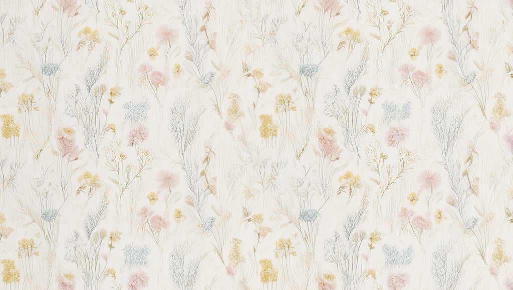 Design file of hand-drawn pastel wildflowers pattern on cream background