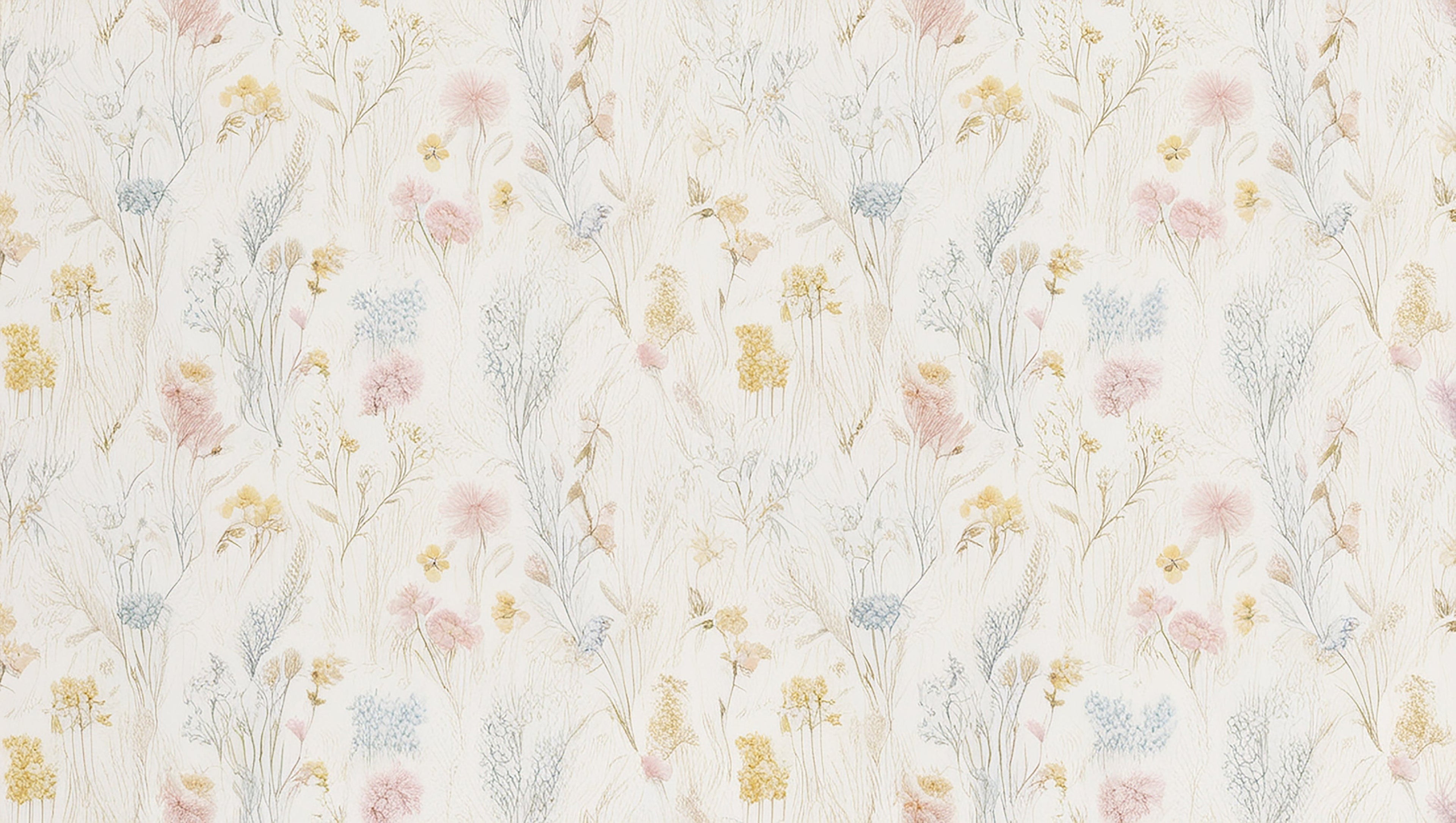 Design file of hand-drawn pastel wildflowers pattern on cream background