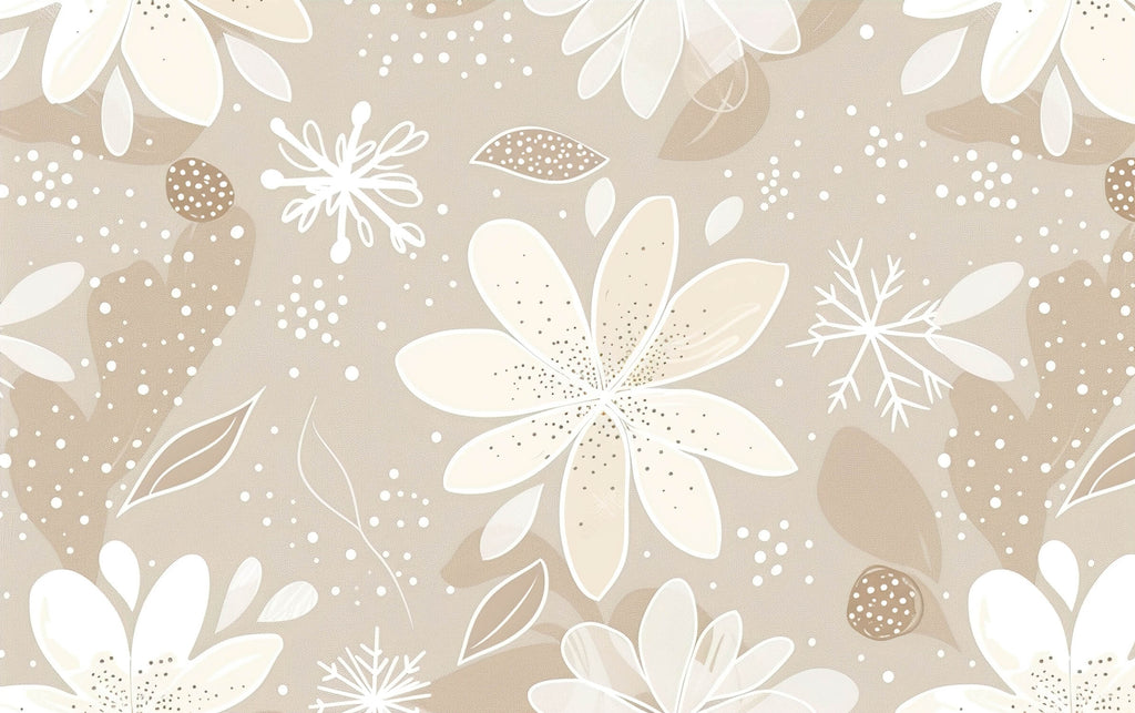 Beige snowflake floral wallpaper design file showing intricate pattern details