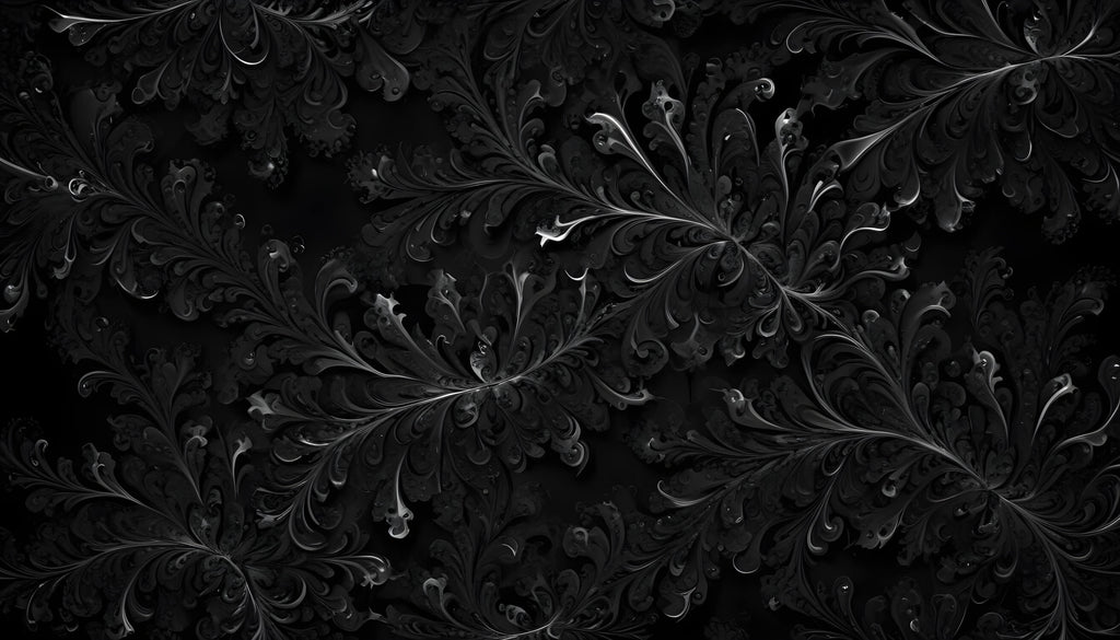 Black damask pattern design file showing intricate floral details and silver accents