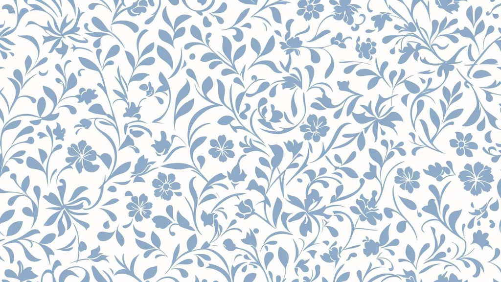 Blue and white floral pattern wallpaper design file showing intricate botanical details