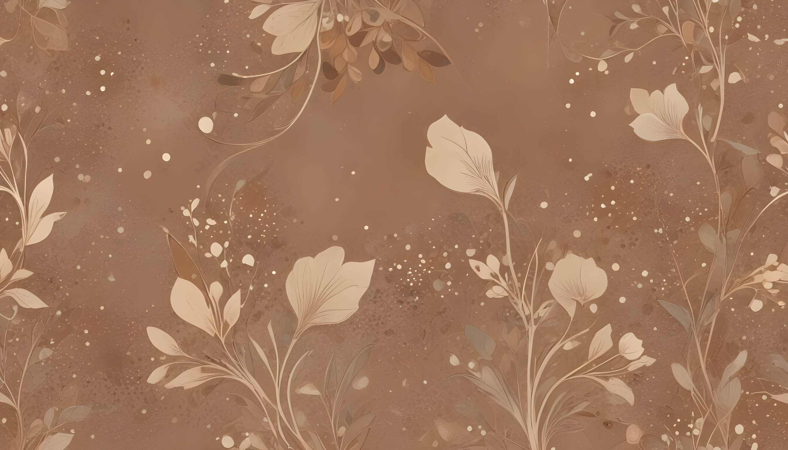 Brown botanical wallpaper design file showing delicate floral pattern and sparkle details