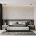 Gold Rose Mural Wallpaper creating a luxurious atmosphere in a modern living room with natural light