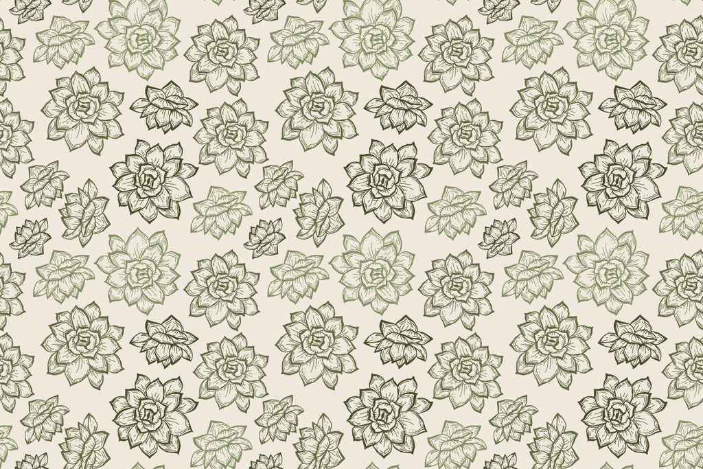 Succulent wallpaper design file showing detailed green botanical pattern on beige background