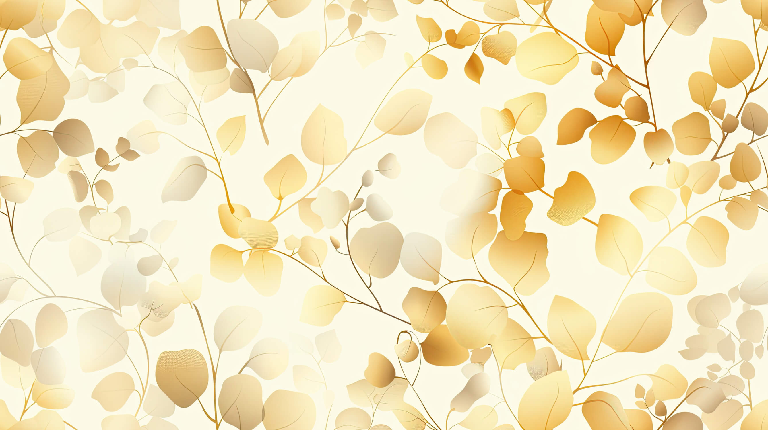 Golden leaves wallpaper design file showing intricate botanical pattern details