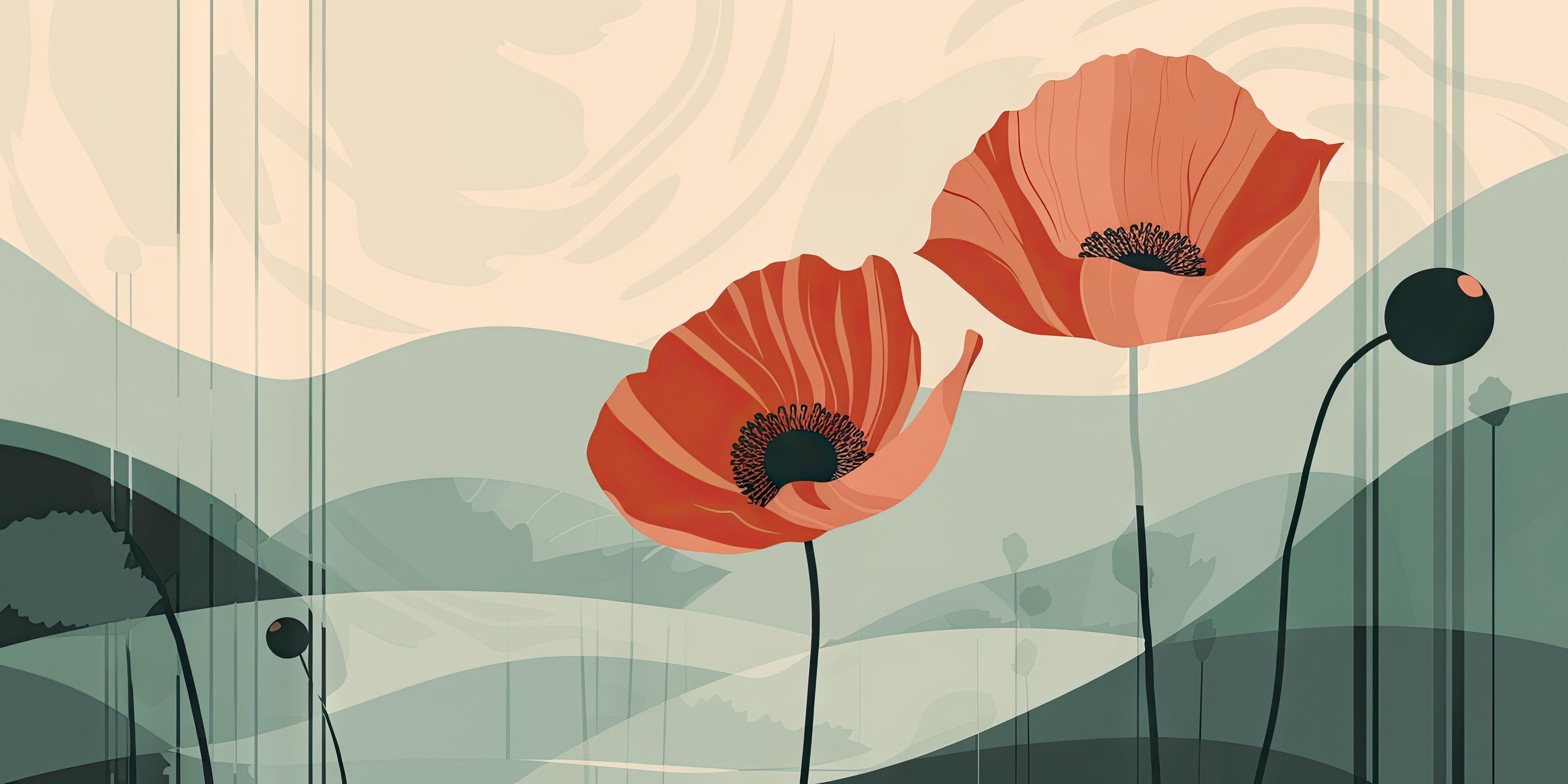Coral poppies and cactus design file showing intricate details and true pattern scale