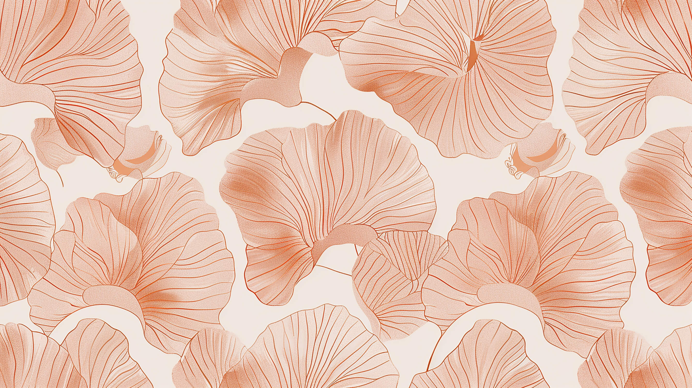 Large scale terracotta petal wallpaper design file showing detailed pattern and texture