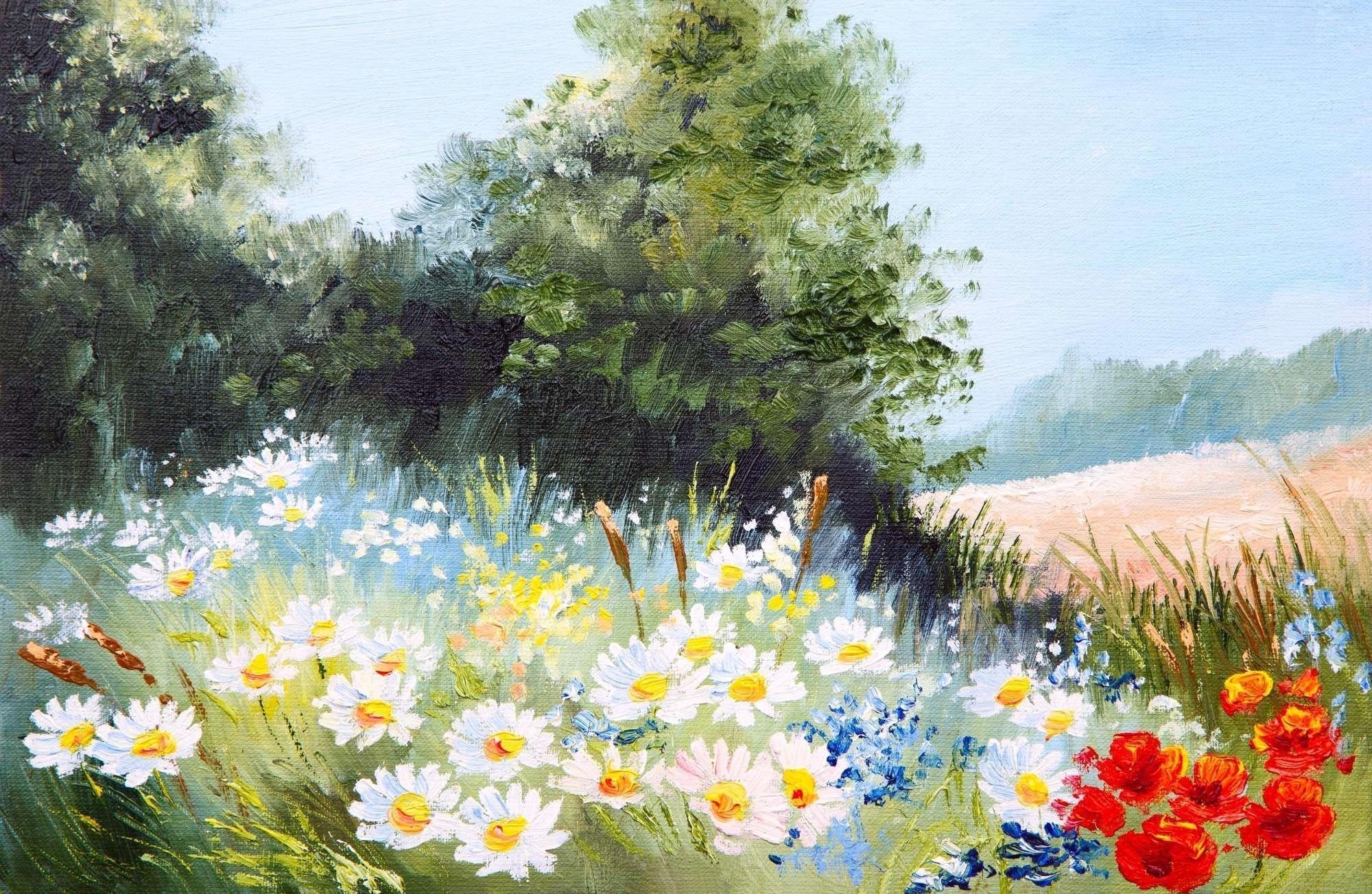 Meadow wildflowers design file showing detailed poppies and daisies pattern