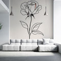Modern Rose Line Art Wallpaper showcased in a bright Scandinavian bedroom, creating a clean and peaceful atmosphere