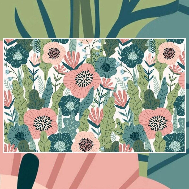 Design file of pink and teal modern botanical pattern showing detailed flower arrangement and precise color matching