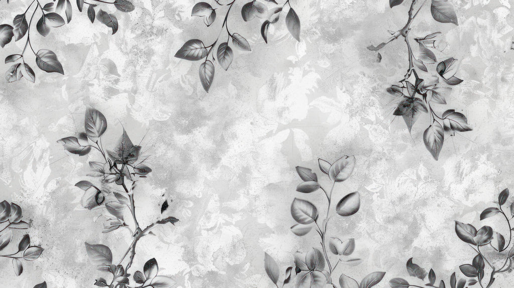 Monochrome grey leaves design file showing intricate botanical pattern details