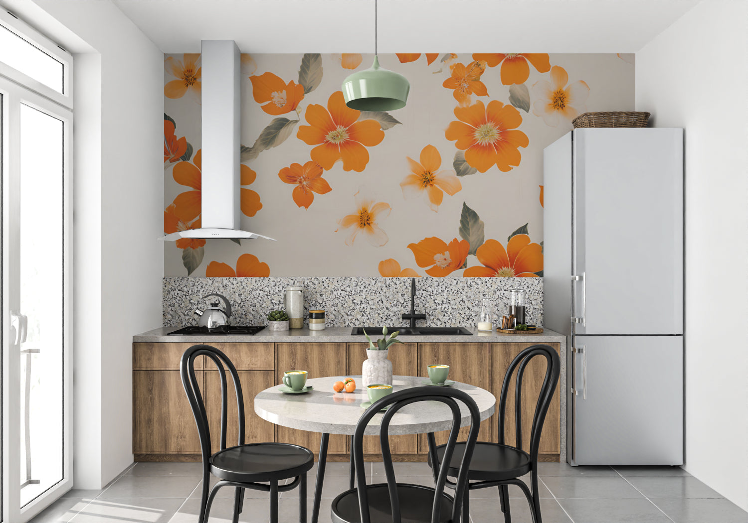 Floral Wall Mural bringing spring vibes to an entrance hallway