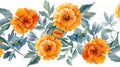 Orange Marigold floral wallpaper in bright modern living room, showing how the watercolor design adds natural warmth to the space