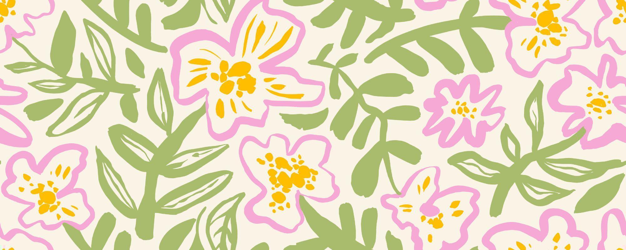 Design file showing detailed pink and green floral pattern with botanical elements