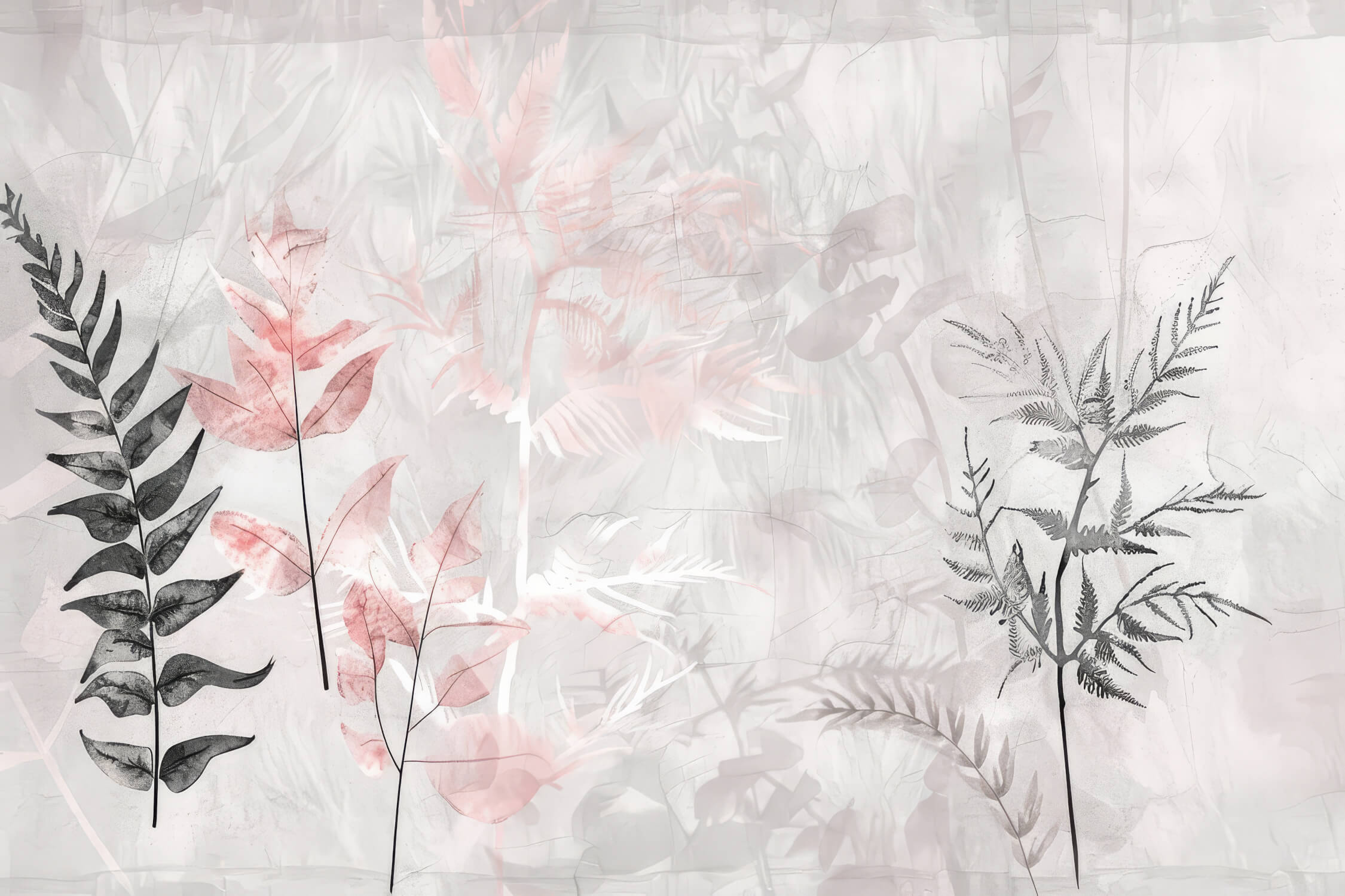 Pink and grey botanical leaves design file showing intricate floral pattern details