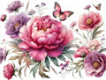 Pink Peony and Butterfly Wallpaper in a bright master bedroom, creating a fresh spring atmosphere with natural light