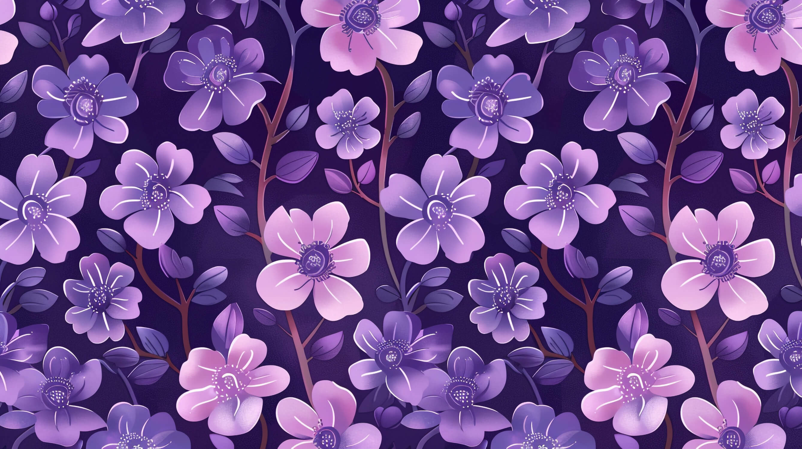 Design file showing detailed purple floral pattern with intricate blossom details