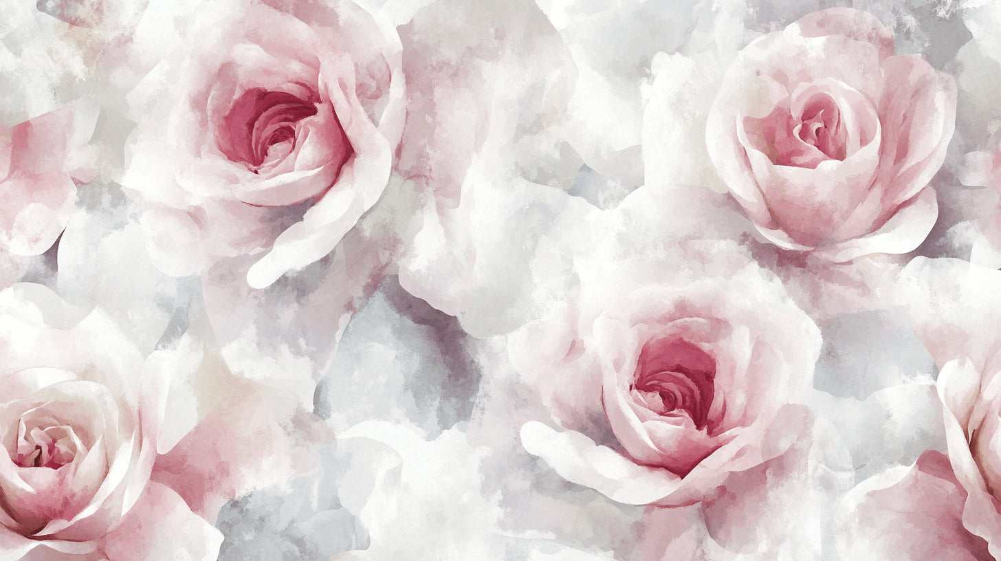 Watercolor rose wallpaper design file showing detailed pink floral pattern