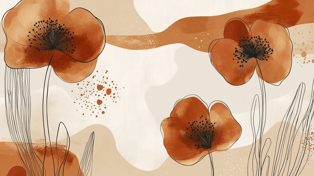 Terracotta watercolor floral design file showing intricate pattern details and warm color palette