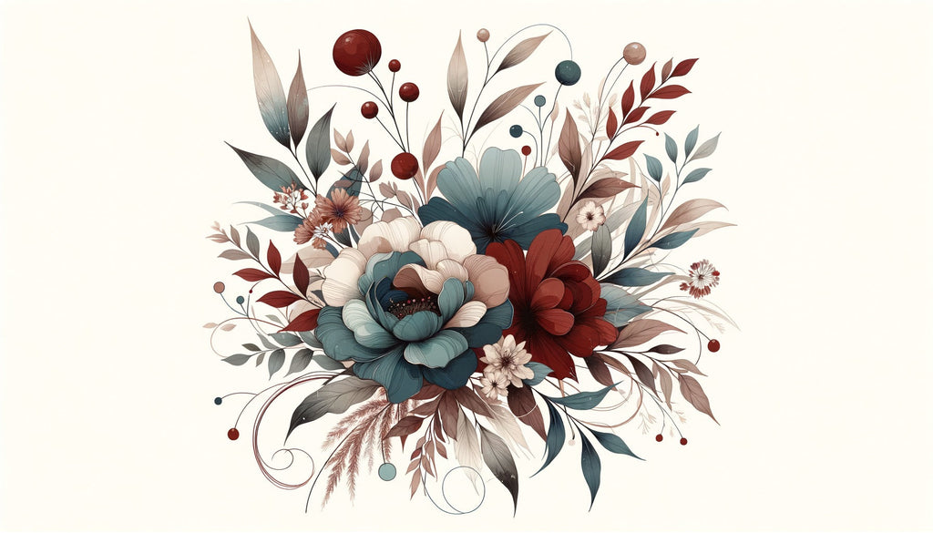Vintage Botanical Wallpaper featuring blue peonies displayed in an elegant dining room setting