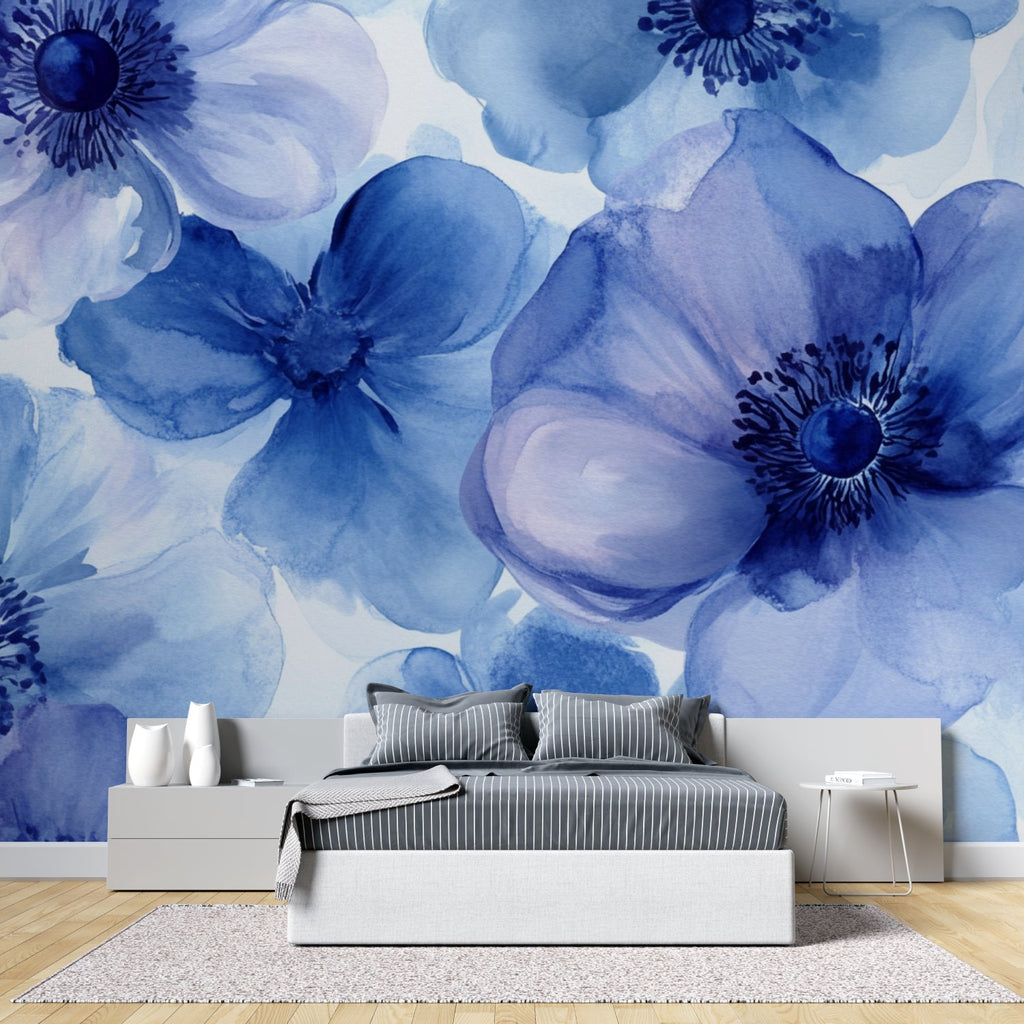 Floral wallpaper bringing nature into home office space