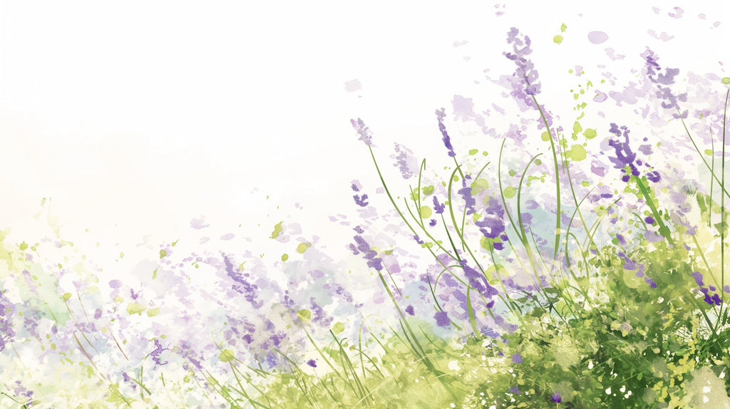 Watercolor lavender meadow design file showing delicate purple blooms and green stems pattern