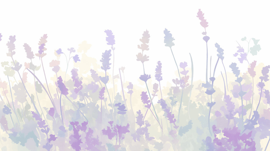 Watercolor lavender field wallpaper design file showing detailed purple flowers and soft color gradients