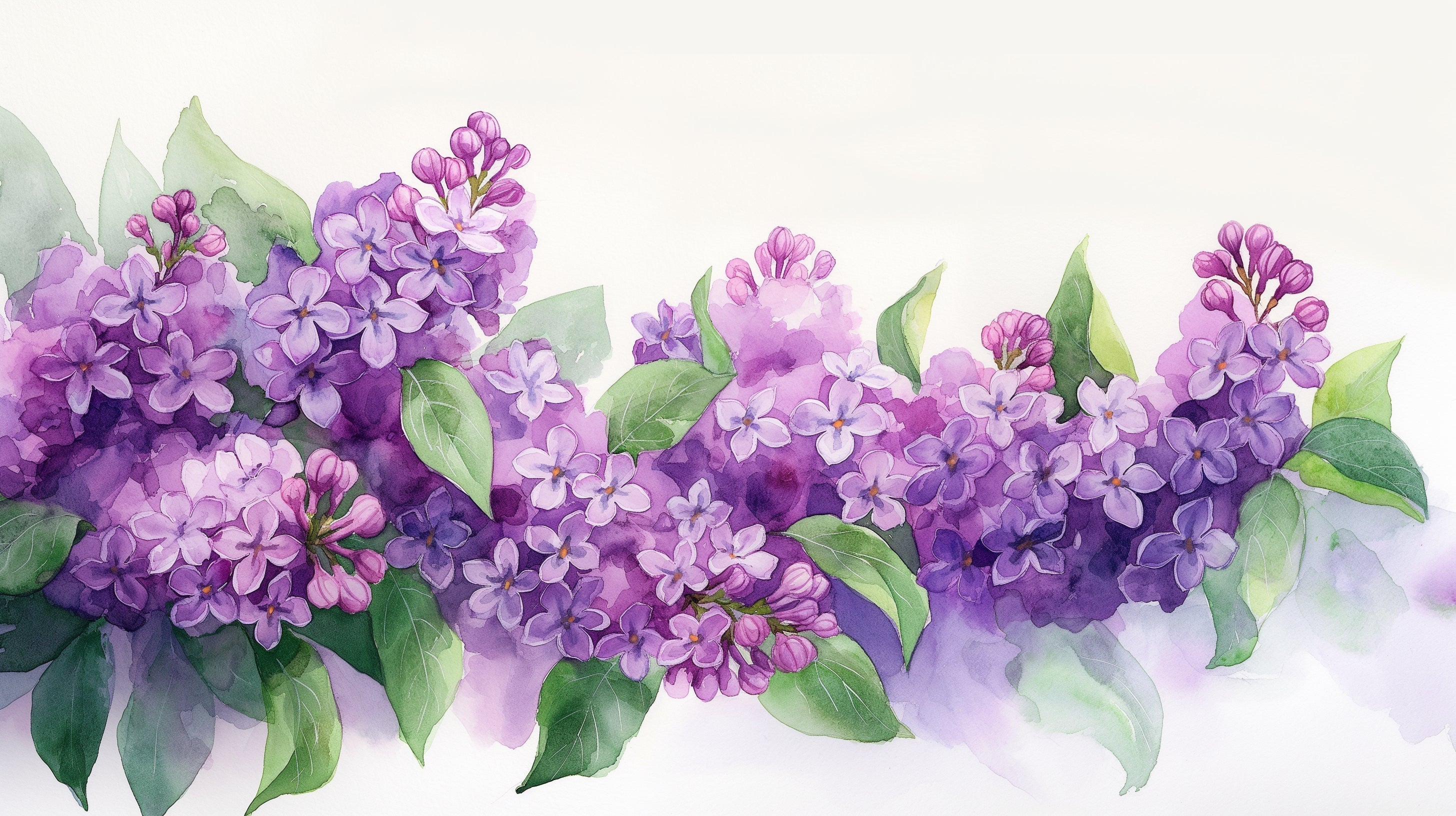 Watercolor Lilac Floral Wallpaper design file showing detailed purple blooms and green leaves pattern