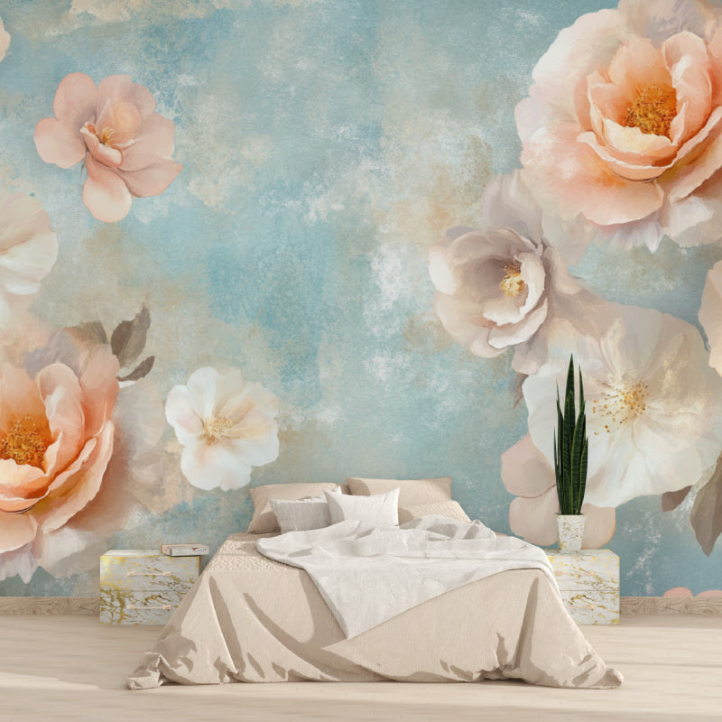 Watercolor rose pattern bringing charm to a home office space