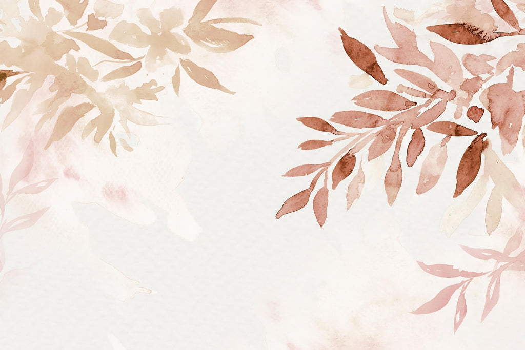 Design file of watercolor terracotta leaves pattern on white background