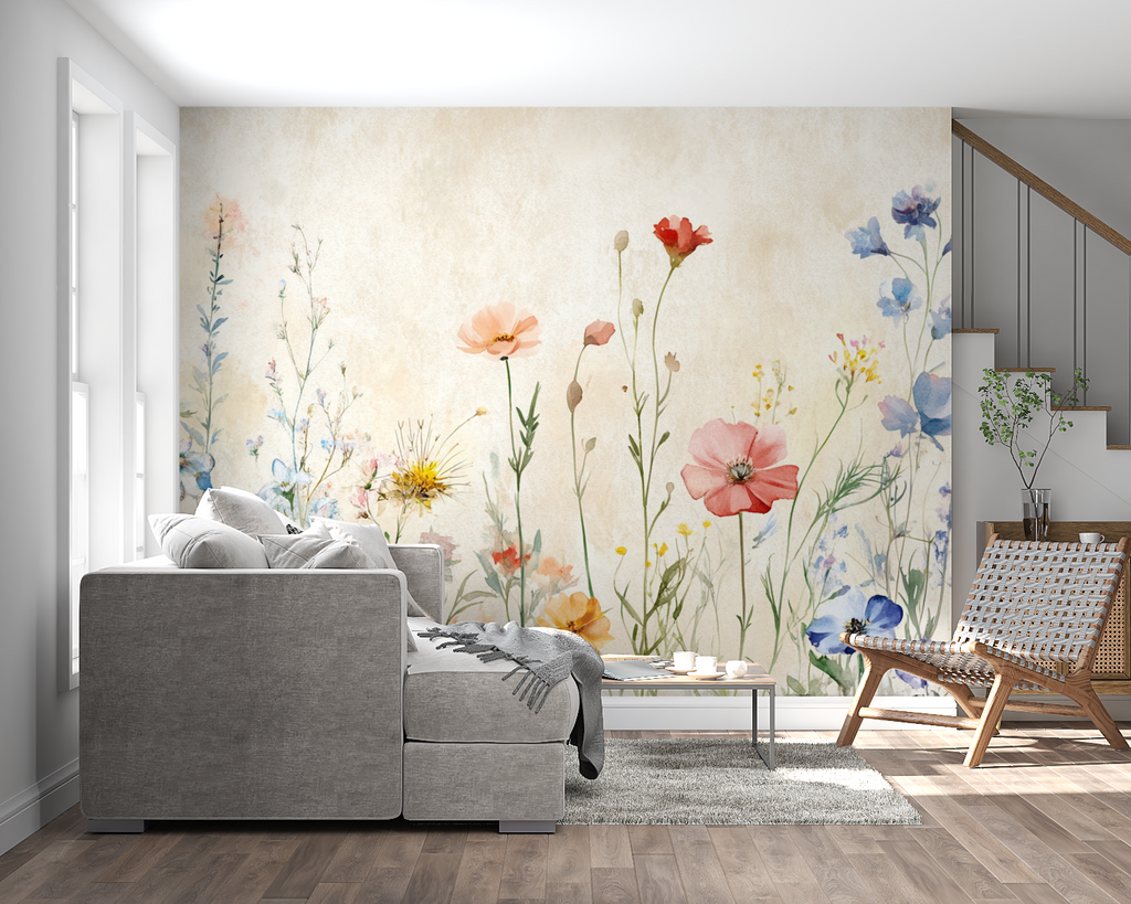 Wildflower Wallpaper adding charm to dining room with gentle botanical design
