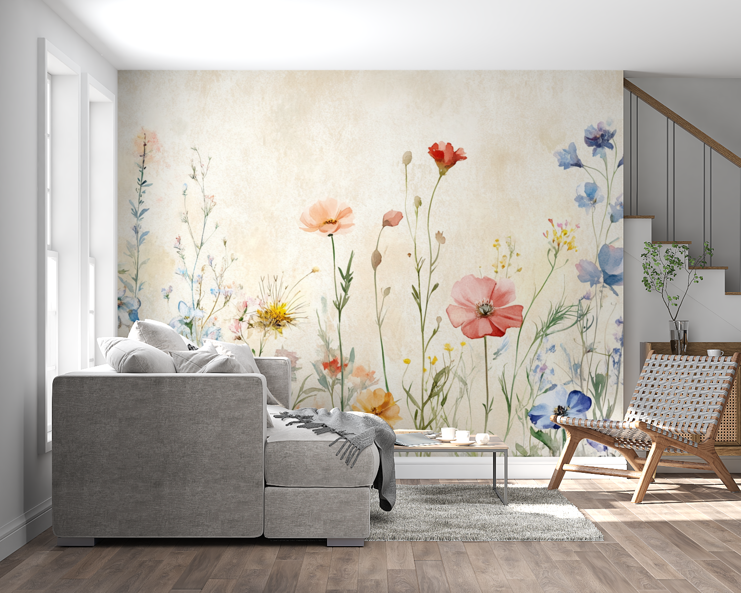 Wildflower Wallpaper adding charm to dining room with gentle botanical design